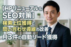 【HPリニューアル＆SEO対策】検索上位獲得と問い合わせ導線の改善で月3件の自動リード獲得