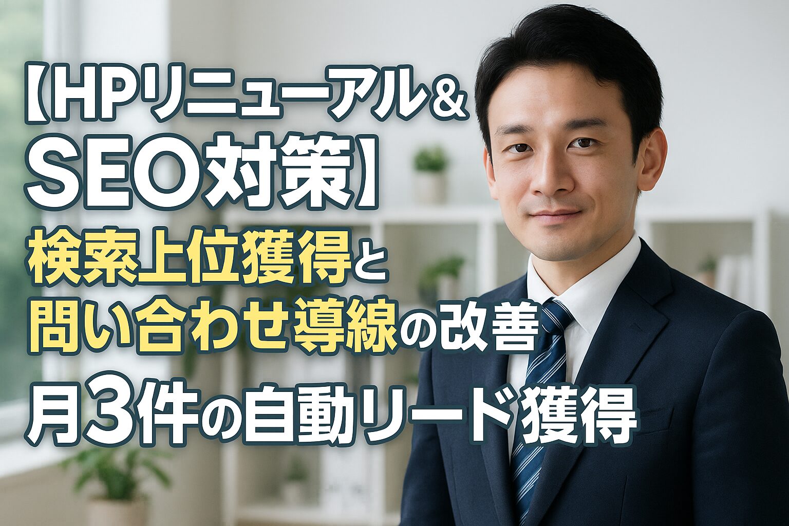 【HPリニューアル＆SEO対策】検索上位獲得と問い合わせ導線の改善で月3件の自動リード獲得