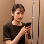 悩んでいるエステサロン経営者の女性