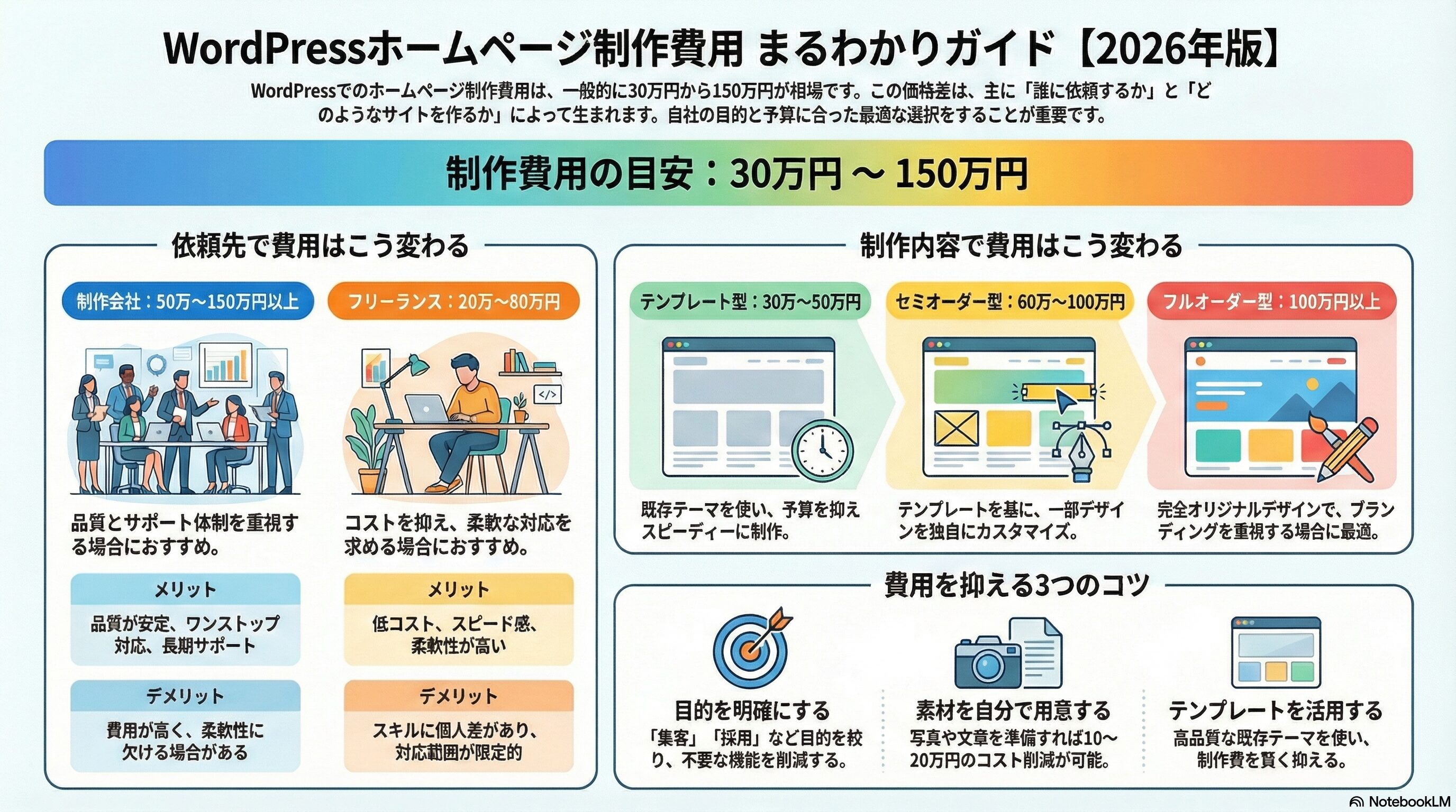 2026年版・WordPressサイト制作費用相場のまとめ