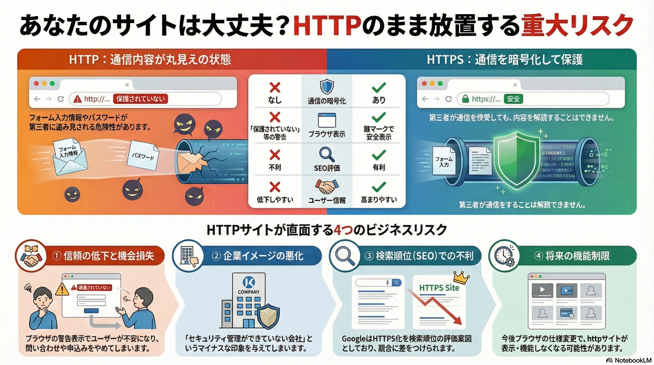 https化の重要性と放置のリスクのまとめ