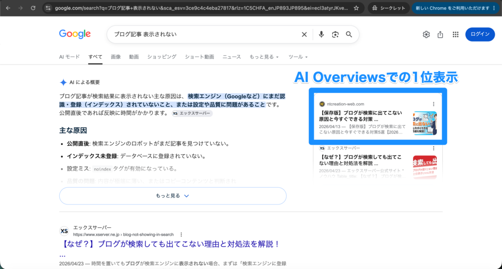 AI Overviewsでの表示実績