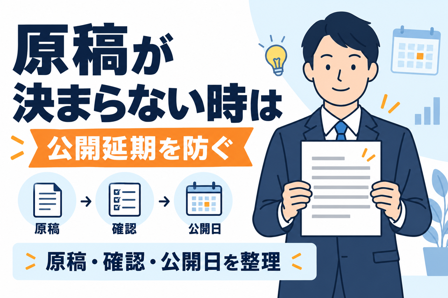 ホームページの原稿が決まらないとき、公開延期を防ぐ進め方
